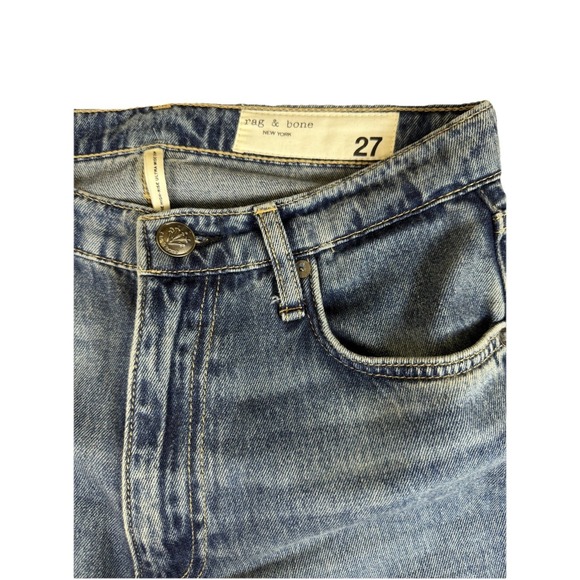 Rag & Bone Jeans Sophie High Rise Cuffed Ultra Wide Crop Color Pebble Raw Sz 27 - Picture 3 of 8
